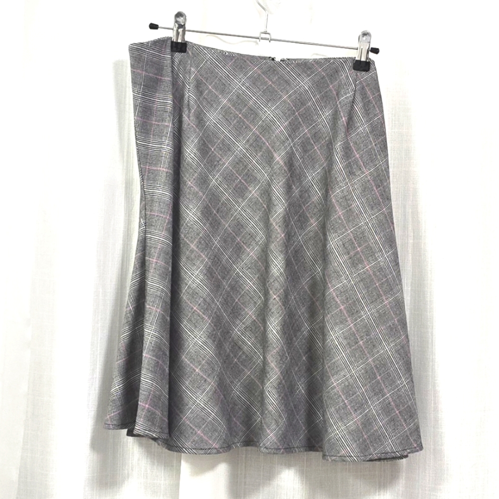 2/$30 CeCe Pop Plaid A-Line Flounce Mini Skirt Gray/ Pink Sz‎ 14 Academia